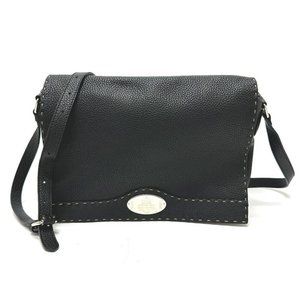 FENDI Selleria Cross body bag Shoulder Bag Leather Black/SilverHardware